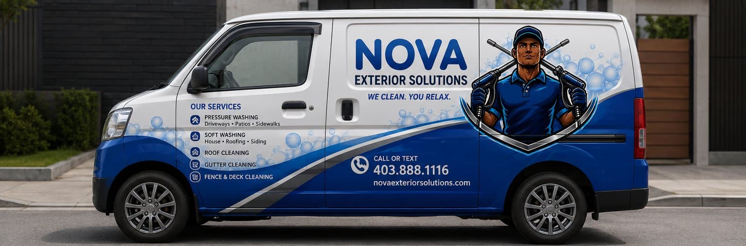 Professional pressure washing equipment and branded service vehicle
